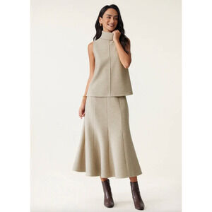 OGL Top Size M NEW FuzzLuxe Turtle Neck Split Hem Top Cream Heather Morganite